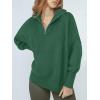 imageANRABESS Womens Oversized Fashion Long Sleeve Quarter Zip Baggy Loose Slouchy Sweater Pullover Tops 2025 Fall OutfitsDeep Gray Geen