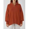 imageANRABESS Womens Oversized Fashion Long Sleeve Quarter Zip Baggy Loose Slouchy Sweater Pullover Tops 2025 Fall OutfitsRust