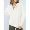 imageANRABESS Womens Oversized Fashion Long Sleeve Quarter Zip Baggy Loose Slouchy Sweater Pullover Tops 2025 Fall OutfitsWhite