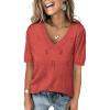 imageANRABESS Summer Tops for Women Short Sleeve V Neck Sweaters Dressy Casual Blouses Lightweight Thin Knit Fashion ShirtsOrange Red