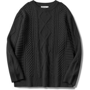 imageANRABESS Sweaters for Women Oversized Crewneck Long Sleeve Casual Loose Cable Knit Pullover Tops 2024 Fall Vintage ClothesBlack