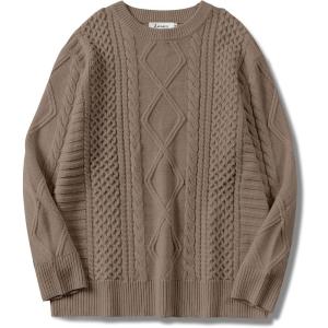 imageANRABESS Sweaters for Women Oversized Crewneck Long Sleeve Casual Loose Cable Knit Pullover Tops 2024 Fall Vintage ClothesCoffee