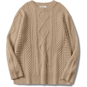 imageANRABESS Sweaters for Women Oversized Crewneck Long Sleeve Casual Loose Cable Knit Pullover Tops 2024 Fall Vintage ClothesKhaki