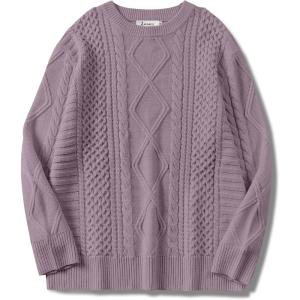 imageANRABESS Sweaters for Women Oversized Crewneck Long Sleeve Casual Loose Cable Knit Pullover Tops 2024 Fall Vintage ClothesPurple