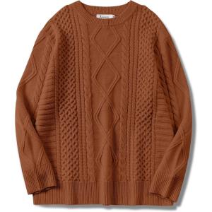 imageANRABESS Sweaters for Women Oversized Crewneck Long Sleeve Casual Loose Cable Knit Pullover Tops 2024 Fall Vintage ClothesRust