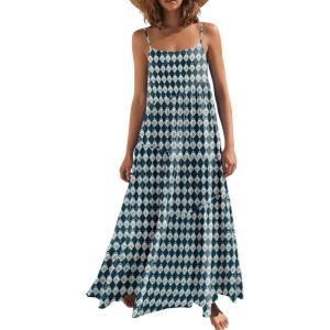 imageANRABESS Women Summer Casual Loose Sleeveless Sundress Spaghetti Strap Flowy Boho Linen Beach Vacation Maxi Long DressFloral Green