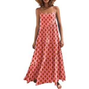 imageANRABESS Women Summer Casual Loose Sleeveless Sundress Spaghetti Strap Flowy Boho Linen Beach Vacation Maxi Long DressFloral Orange