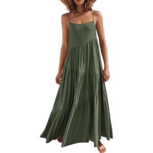 imageANRABESS Women Summer Casual Loose Sleeveless Sundress Spaghetti Strap Flowy Boho Linen Beach Vacation Maxi Long DressOlive