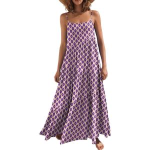 imageANRABESS Women Summer Casual Loose Sleeveless Sundress Spaghetti Strap Flowy Boho Linen Beach Vacation Maxi Long DressPrint Floral Purple