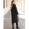 imageANRABESS Women Knit Long Cardigan Long Sleeve Open Front Lapel Oversized Sweater Coat 2025 Fall Duster Outerwear ClothesBlack