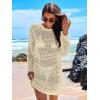 imageANRABESS Women Swimsuit Crochet Swim Cover Up 2025 Summer Bathing Suit Swimwear Mesh Knit Beach Dress Vacation OutfitsBeige