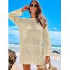 imageANRABESS Women Swimsuit Crochet Swim Cover Up 2025 Summer Bathing Suit Swimwear Mesh Knit Beach Dress Vacation OutfitsBeige