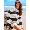 imageANRABESS Women Swimsuit Crochet Swim Cover Up 2025 Summer Bathing Suit Swimwear Mesh Knit Beach Dress Vacation OutfitsBlack White Stripe