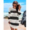 imageANRABESS Women Swimsuit Crochet Swim Cover Up 2025 Summer Bathing Suit Swimwear Mesh Knit Beach Dress Vacation OutfitsBlack White Stripe