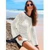 imageANRABESS Women Swimsuit Crochet Swim Cover Up 2025 Summer Bathing Suit Swimwear Mesh Knit Beach Dress Vacation OutfitsBlackwhite