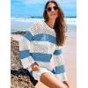 imageANRABESS Women Swimsuit Crochet Swim Cover Up 2025 Summer Bathing Suit Swimwear Mesh Knit Beach Dress Vacation OutfitsBluewhite