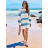 imageANRABESS Women Swimsuit Crochet Swim Cover Up 2025 Summer Bathing Suit Swimwear Mesh Knit Beach Dress Vacation OutfitsBluewhite