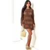 imageANRABESS Women Swimsuit Crochet Swim Cover Up 2025 Summer Bathing Suit Swimwear Mesh Knit Beach Dress Vacation OutfitsBrown