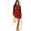 imageANRABESS Women Swimsuit Crochet Swim Cover Up 2025 Summer Bathing Suit Swimwear Mesh Knit Beach Dress Vacation OutfitsBurgundy