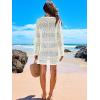 imageANRABESS Women Swimsuit Crochet Swim Cover Up 2025 Summer Bathing Suit Swimwear Mesh Knit Beach Dress Vacation OutfitsCream White
