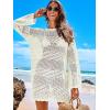 imageANRABESS Women Swimsuit Crochet Swim Cover Up 2025 Summer Bathing Suit Swimwear Mesh Knit Beach Dress Vacation OutfitsCream White