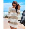 imageANRABESS Women Swimsuit Crochet Swim Cover Up 2025 Summer Bathing Suit Swimwear Mesh Knit Beach Dress Vacation OutfitsKhakiwhite