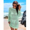 imageANRABESS Women Swimsuit Crochet Swim Cover Up 2025 Summer Bathing Suit Swimwear Mesh Knit Beach Dress Vacation OutfitsLight Green