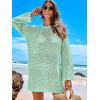 imageANRABESS Women Swimsuit Crochet Swim Cover Up 2025 Summer Bathing Suit Swimwear Mesh Knit Beach Dress Vacation OutfitsLight Green