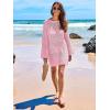 imageANRABESS Women Swimsuit Crochet Swim Cover Up 2025 Summer Bathing Suit Swimwear Mesh Knit Beach Dress Vacation OutfitsLight Pink