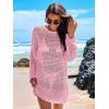 imageANRABESS Women Swimsuit Crochet Swim Cover Up 2025 Summer Bathing Suit Swimwear Mesh Knit Beach Dress Vacation OutfitsLight Pink