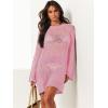 imageANRABESS Women Swimsuit Crochet Swim Cover Up 2025 Summer Bathing Suit Swimwear Mesh Knit Beach Dress Vacation OutfitsLight Pink