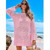 imageANRABESS Women Swimsuit Crochet Swim Cover Up 2025 Summer Bathing Suit Swimwear Mesh Knit Beach Dress Vacation OutfitsLight Pink