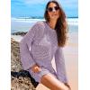 imageANRABESS Women Swimsuit Crochet Swim Cover Up 2025 Summer Bathing Suit Swimwear Mesh Knit Beach Dress Vacation OutfitsLight Purple