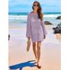 imageANRABESS Women Swimsuit Crochet Swim Cover Up 2025 Summer Bathing Suit Swimwear Mesh Knit Beach Dress Vacation OutfitsLight Purple