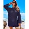 imageANRABESS Women Swimsuit Crochet Swim Cover Up 2025 Summer Bathing Suit Swimwear Mesh Knit Beach Dress Vacation OutfitsNavy Blue