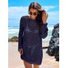 imageANRABESS Women Swimsuit Crochet Swim Cover Up 2025 Summer Bathing Suit Swimwear Mesh Knit Beach Dress Vacation OutfitsNavy Blue