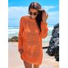 imageANRABESS Women Swimsuit Crochet Swim Cover Up 2025 Summer Bathing Suit Swimwear Mesh Knit Beach Dress Vacation OutfitsOrange