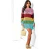imageANRABESS Women Swimsuit Crochet Swim Cover Up 2025 Summer Bathing Suit Swimwear Mesh Knit Beach Dress Vacation OutfitsRainbow Stripe
