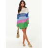 imageANRABESS Women Swimsuit Crochet Swim Cover Up 2025 Summer Bathing Suit Swimwear Mesh Knit Beach Dress Vacation OutfitsRainbow Stripes