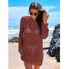 imageANRABESS Women Swimsuit Crochet Swim Cover Up 2025 Summer Bathing Suit Swimwear Mesh Knit Beach Dress Vacation OutfitsRed