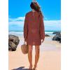 imageANRABESS Women Swimsuit Crochet Swim Cover Up 2025 Summer Bathing Suit Swimwear Mesh Knit Beach Dress Vacation OutfitsRed
