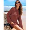 imageANRABESS Women Swimsuit Crochet Swim Cover Up 2025 Summer Bathing Suit Swimwear Mesh Knit Beach Dress Vacation OutfitsRed