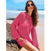 imageANRABESS Women Swimsuit Crochet Swim Cover Up 2025 Summer Bathing Suit Swimwear Mesh Knit Beach Dress Vacation OutfitsRose
