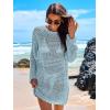 imageANRABESS Women Swimsuit Crochet Swim Cover Up 2025 Summer Bathing Suit Swimwear Mesh Knit Beach Dress Vacation OutfitsSky Blue