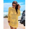 imageANRABESS Women Swimsuit Crochet Swim Cover Up 2025 Summer Bathing Suit Swimwear Mesh Knit Beach Dress Vacation OutfitsYellow