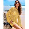 imageANRABESS Women Swimsuit Crochet Swim Cover Up 2025 Summer Bathing Suit Swimwear Mesh Knit Beach Dress Vacation OutfitsYellow