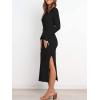 imageANRABESS Womens Long Sleeve Sweater Dress Crew Neck Slim Fit Slit Tie Waist 2025 Ribbed Knit Bodycon Midi Dress Fall OutfitsBlack