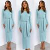 imageANRABESS Womens Long Sleeve Sweater Dress Crew Neck Slim Fit Slit Tie Waist 2025 Ribbed Knit Bodycon Midi Dress Fall OutfitsBlue
