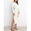 imageANRABESS Womens Long Sleeve Sweater Dress Crew Neck Slim Fit Slit Tie Waist 2025 Ribbed Knit Bodycon Midi Dress Fall OutfitsWhite