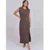 imageANRABESS Womens Maxi Dresses 2025 Summer Casual Sleeveless Sundress Crew Neck Loose Split Beach Long Shirt Dress with PocketsCoffee